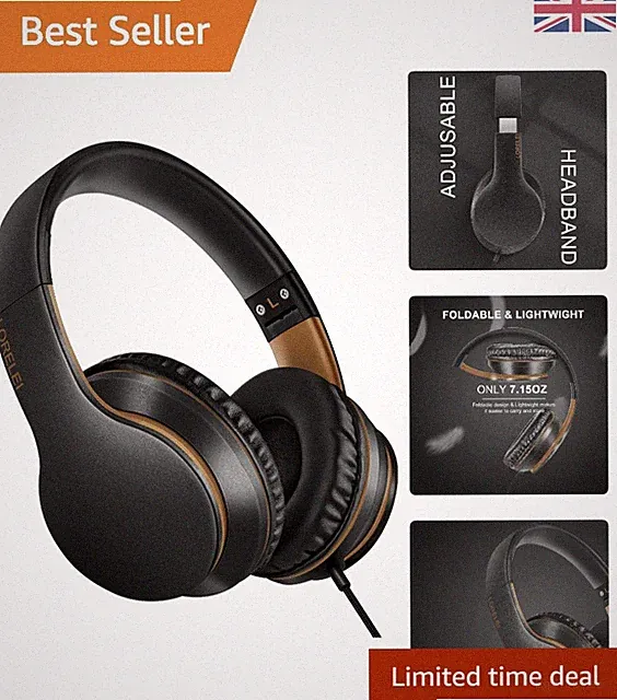 X6 Over-Ear Kopfhörer: Leichter faltbarer schwarz-gold mit Mikrofon & Stereo Sound
