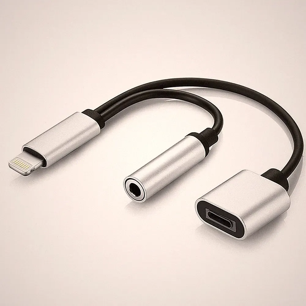 Y Adapter iPhone Splitter 2in1 AUX Klinke 3.5 Audio + Laden Stereo Kopfhörer