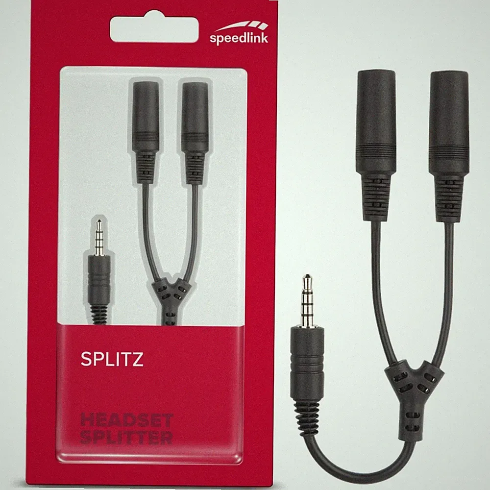 Y Headset-Adapter 3,5mm Klinken-Stecker 2x Kopfhörer AUX Verteiler Klinke-Kabel