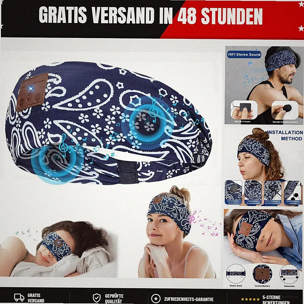 YiYunTE Schlafkopfhörer Seitenschläfer, Musik Stirnband Kopfhörer Bluetooth Schl