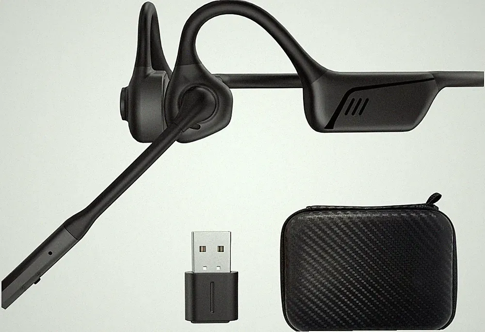 ZIOCOM Open-Ear-Kopfhörer mit Mikrofon, Bluetooth, aptX, 250mAh, Schwarz