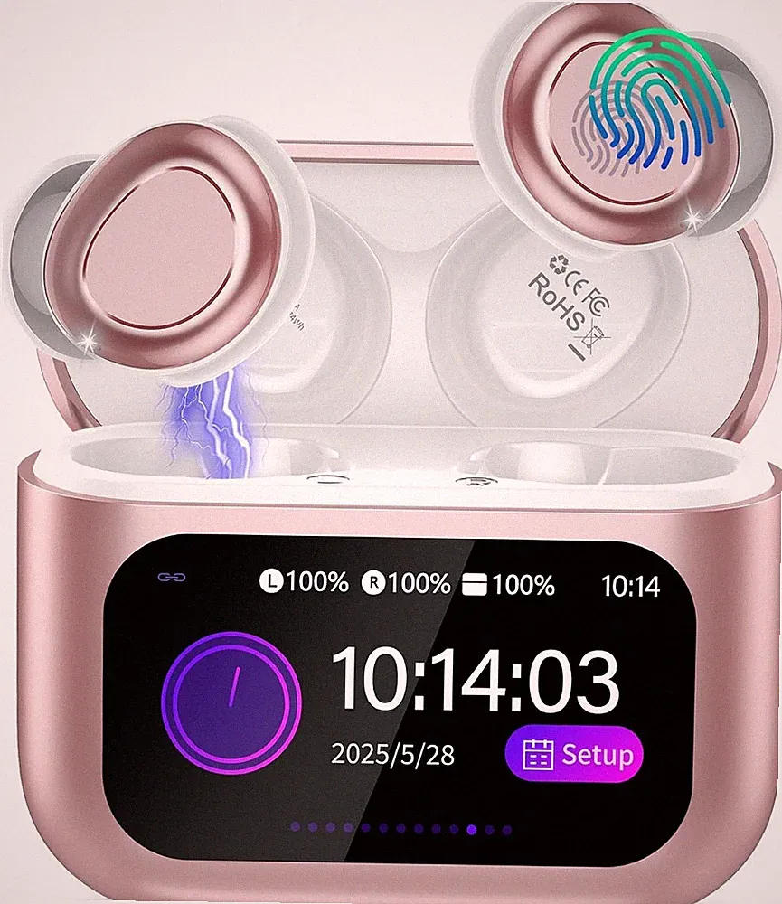 ZYHKON Bluetooth Kopfhörer 48h Laufzeit Touchscreen ENC Noise Cancelling 5 EQ