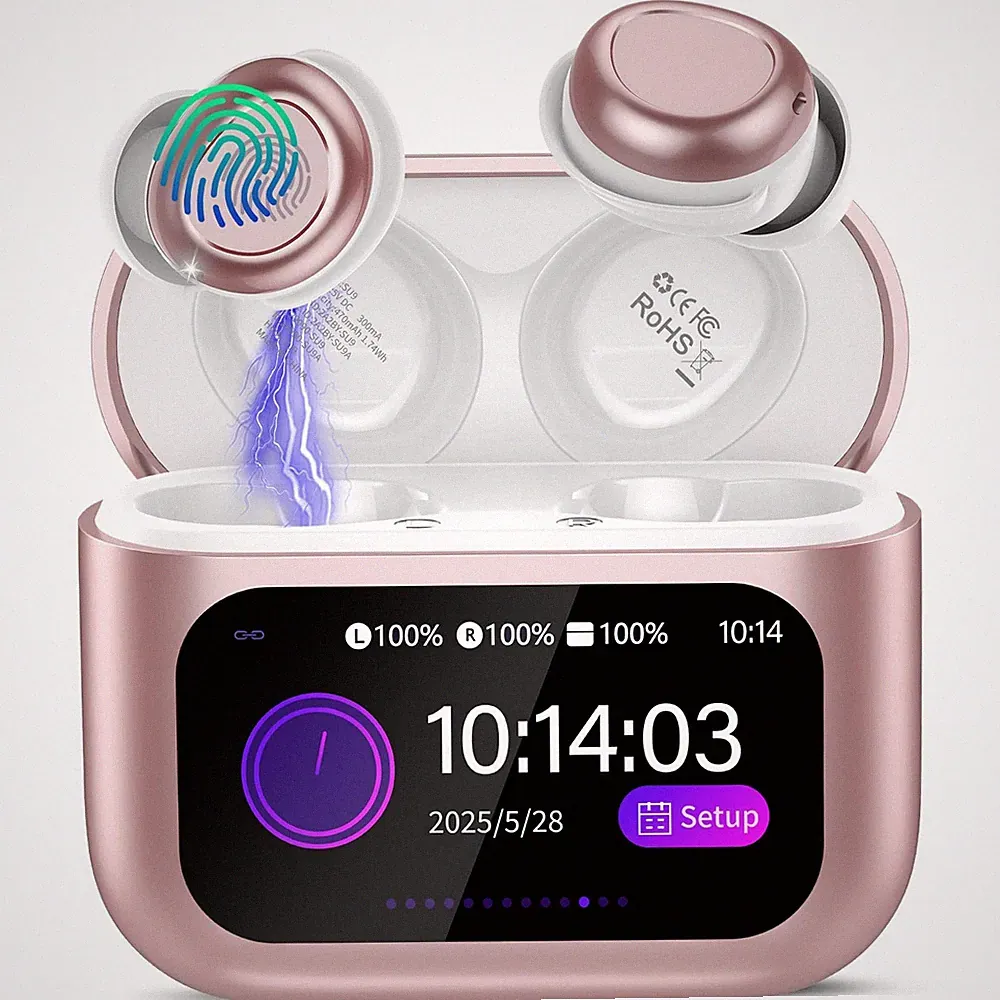 ZYHKON Bluetooth Kopfhörer SU9, 48H Spielzeit, HiFi Sound, Magentarosa